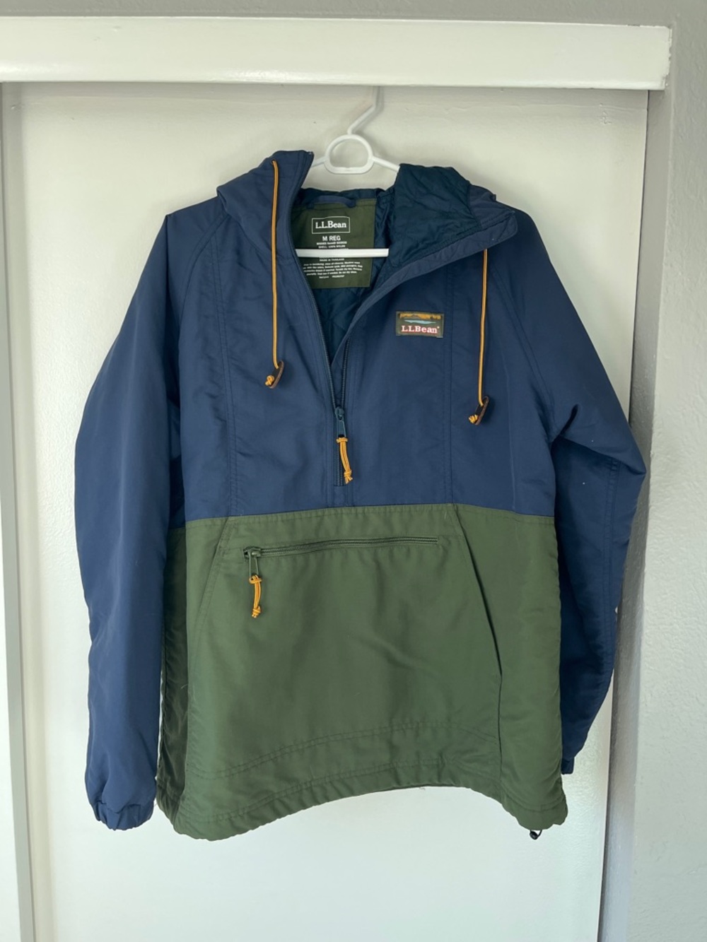 L.L.Bean Navy and Olive Hooded Pullover Anorak